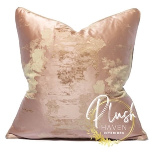 Pink/Blush Gold and Beige Metallic Pillow Cover 22x22