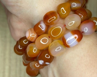 Pulsera de cornalina con cuentas de forma irregular / Banda elástica de cristal naranja / Piedra de confianza para el chakra sacro