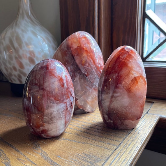 Fire Quartz Freeform Crystal | Hematoid Quartz with Red Iron Inclusions, Display Stone