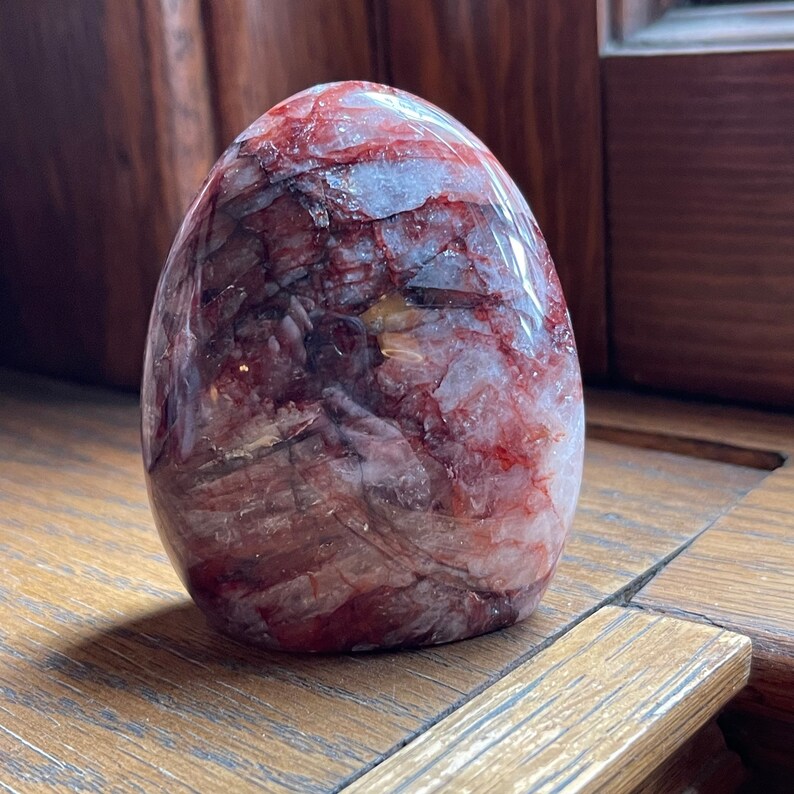 Fire Quartz Freeform Crystal | Hematoid Quartz with Red Iron Inclusions, Display Stone image 5