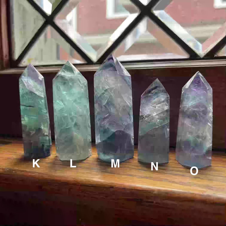 Rainbow Fluorite Tower, Polished Crystal Point, Purple Green Banded Fluorite, Healing Crystal Decor, Meditation Stone Gift image 3