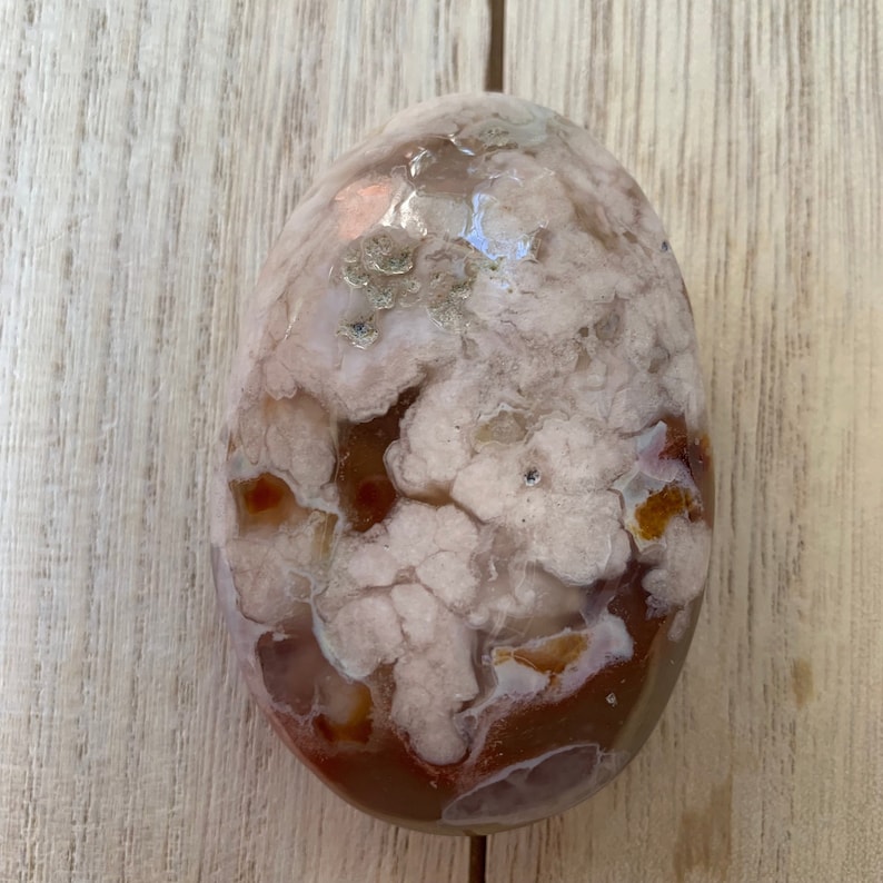 Large Pink Flower Agate Palm Stone | Madagascar Blooming Crystal | Heart Chakra Statement Stone 6