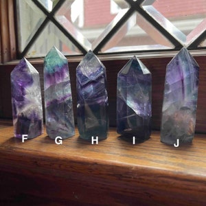 Rainbow Fluorite Tower, Polished Crystal Point, Purple Green Banded Fluorite, Healing Crystal Decor, Meditation Stone Gift image 2