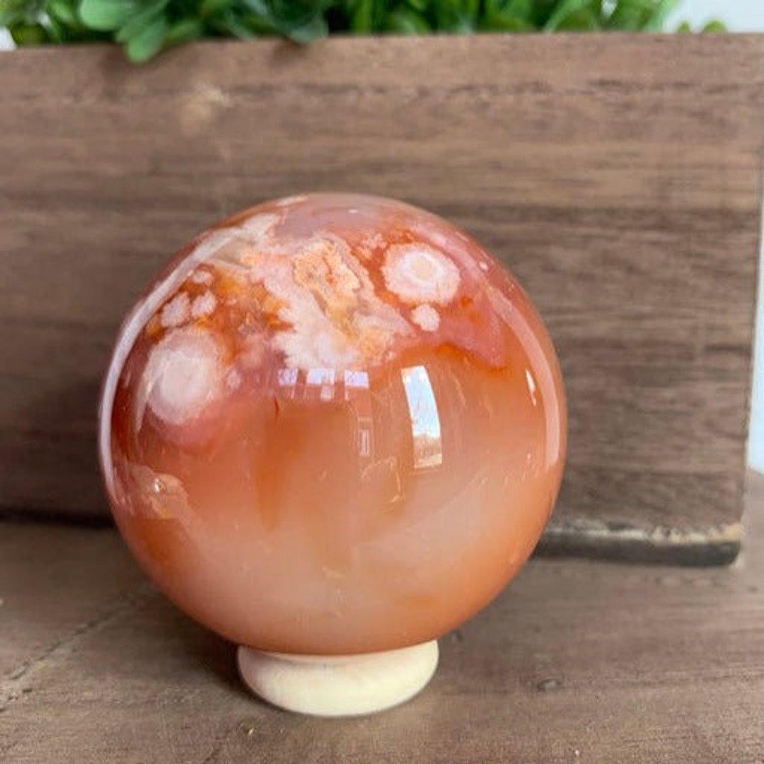 Carnelian Flower Agate Sphere - 52mm - Etsy