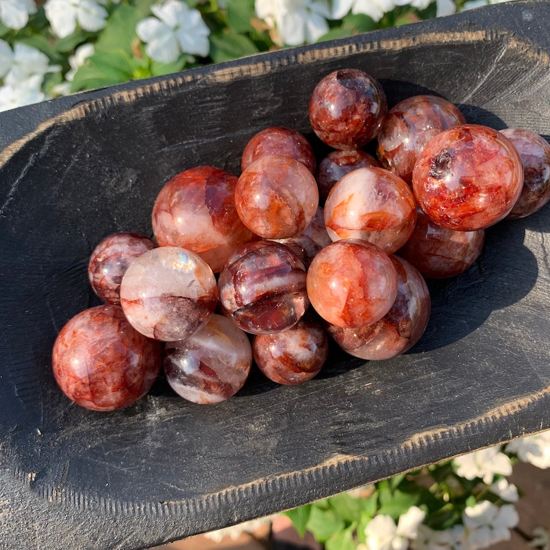 Fire Quartz Sphere | Hematoid Quartz Crystal Ball | Choose Size 22mm 26mm 28mm 32mm Grounding image 1
