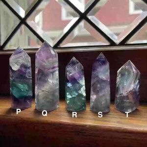 Rainbow Fluorite Tower, Polished Crystal Point, Purple Green Banded Fluorite, Healing Crystal Decor, Meditation Stone Gift image 4