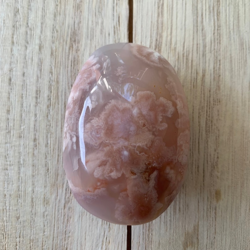 Large Pink Flower Agate Palm Stone | Madagascar Blooming Crystal | Heart Chakra Statement Stone 4