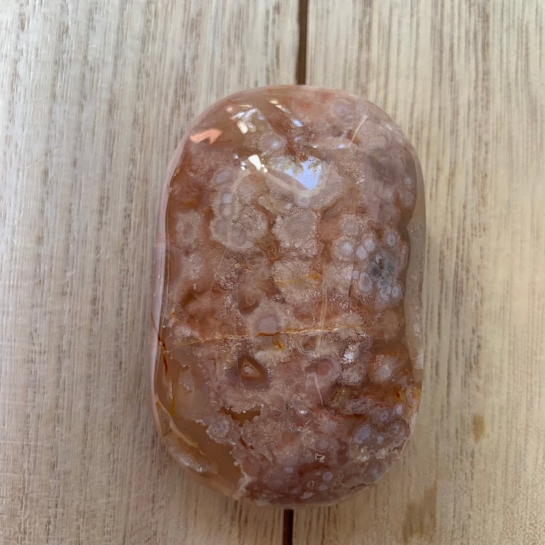 Large Pink Flower Agate Palm Stone | Madagascar Blooming Crystal | Heart Chakra Statement Stone 5