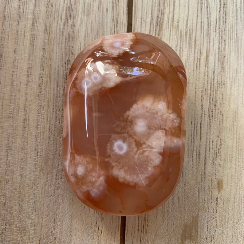 Large Pink Flower Agate Palm Stone | Madagascar Blooming Crystal | Heart Chakra Statement Stone 2
