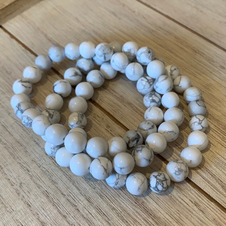 Howlite Bracelets // 8mm bead + 7.5mm bracelet image 2