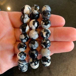 Orca Agate Bead Bracelets // 7.5&quot; bracelet + 8.5mm bead