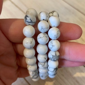 Howlite Bracelets // 8mm bead + 7.5mm bracelet image 1