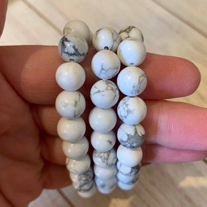 Howlite Bracelets // 8mm bead + 7.5mm bracelet image 1