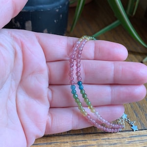 Rainbow Tourmaline Bracelets / Adjustable 6&quot; - 8&quot; // Microbead
