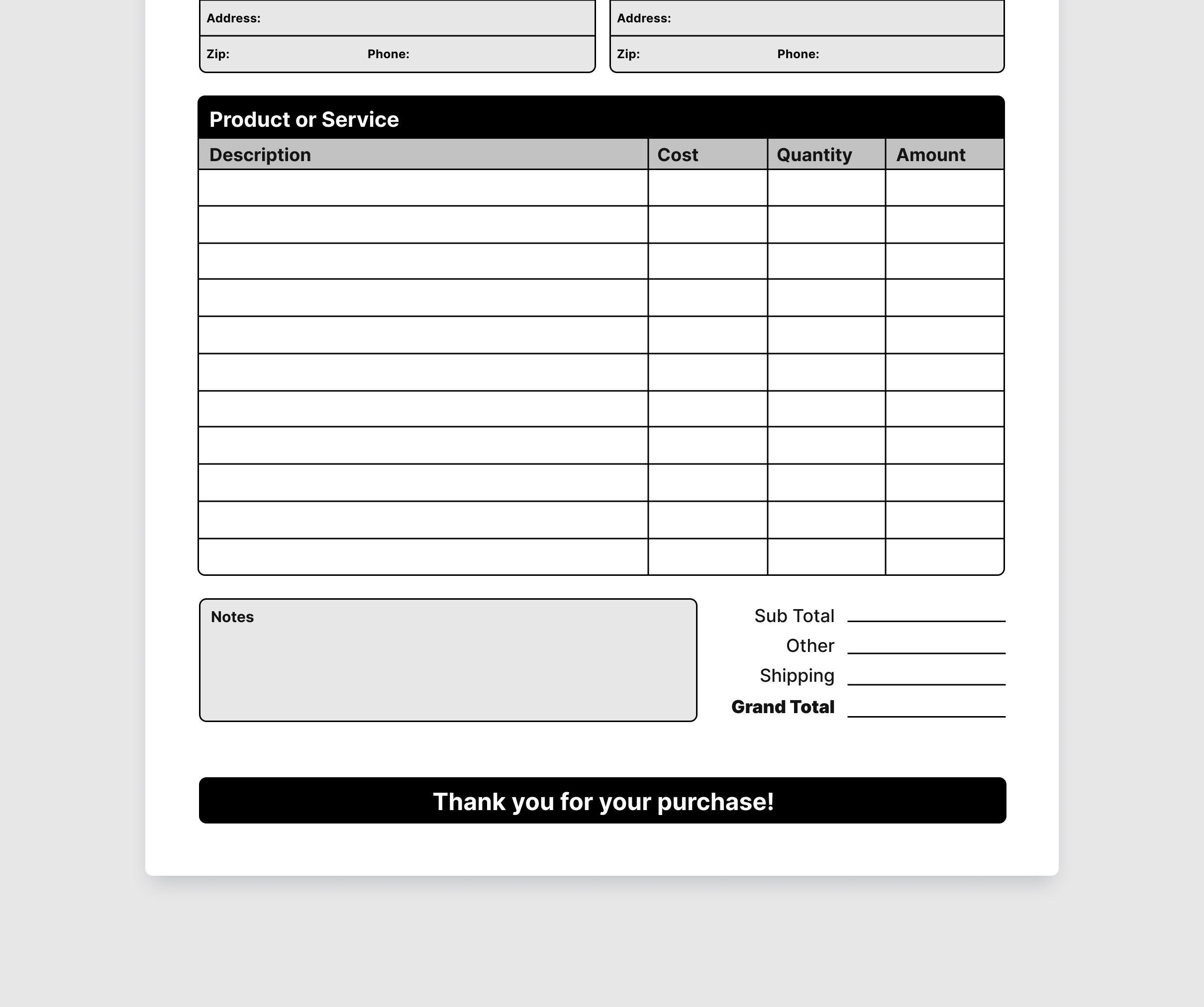 Purchase Order Template PDF. Custom Logo PDF Form. Business Form PDF ...
