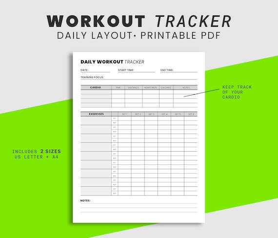 Printable Workout Tracker Daily Exercise Planner Gym - Etsy