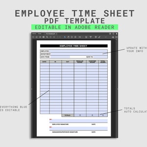 Employee Timesheet. Editable Timesheet. Printable Timesheet. Time Card. Time Tracker. Work Log. Timekeeping Sheet. Time Log. Business Form