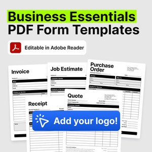 Contractor Bundle PDF. Editable Business Forms. Editable Invoice Template. Job Estimate Printable PDF. Receipt Template