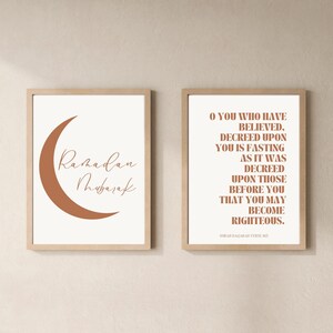 Set of 2 Ramadan wall art print, Ramadan decoration, Ramadan neutral poster, Islamic home decor