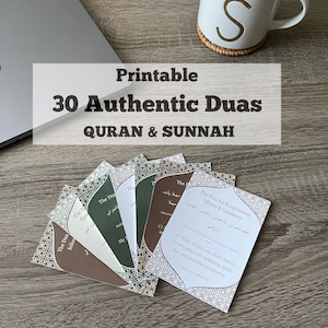 Schede Dua islamiche, 30 schede Dua flash stampabili, inglese, arabo e traslitterazione, download digitale, regali islamici, regali per il Ramadan e l'Eid.