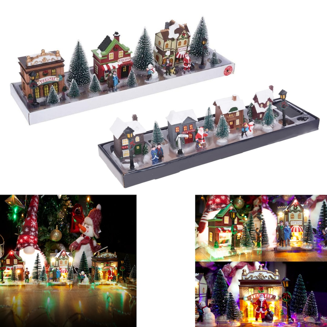 LED Christmas Village Scene Light up Ornaments Winter Xmas Etsy UK