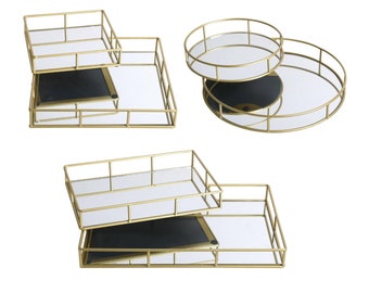 Mirrored Tray Decorative Tealight Candle Plate Vanity Perfume Holder Display 2pc