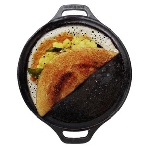 Cast Iron Dosa Tawa Tava Crepe Pancake Pan Chapati Roti Double Handle Heavy Duty