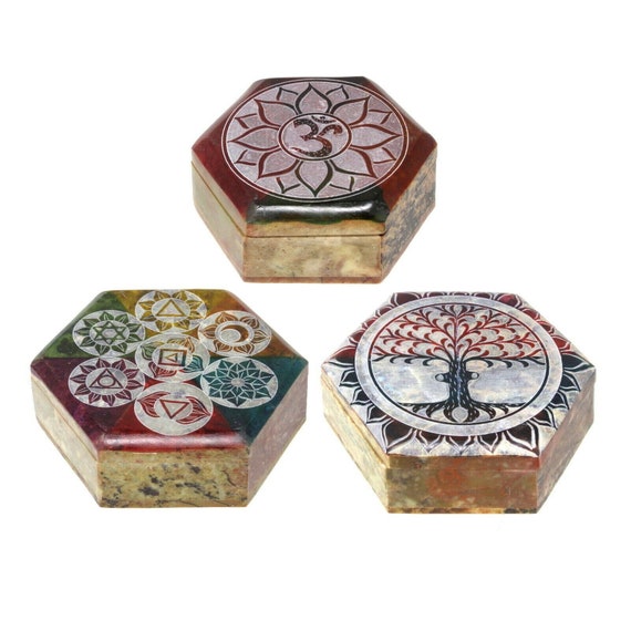 Soapstone Jewellery Box Trinket Hand Carved Keepsake Storage Etsy UK