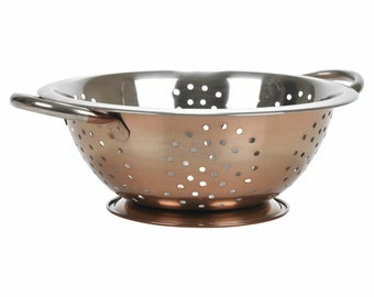 Rose Gold Stainless Steel Colander Drainer Pasta Fruit Vegetables Handles Copper