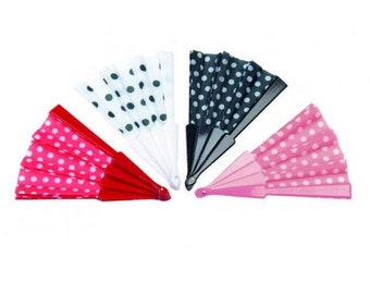 Spanish Hand Held Fans Fabric Folding Portable Polka Dot Dance Fan Party Wedding