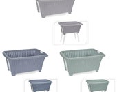 Laundry Basket Washing Clothes Rattan Style Plastic With Retractable Feet Legs