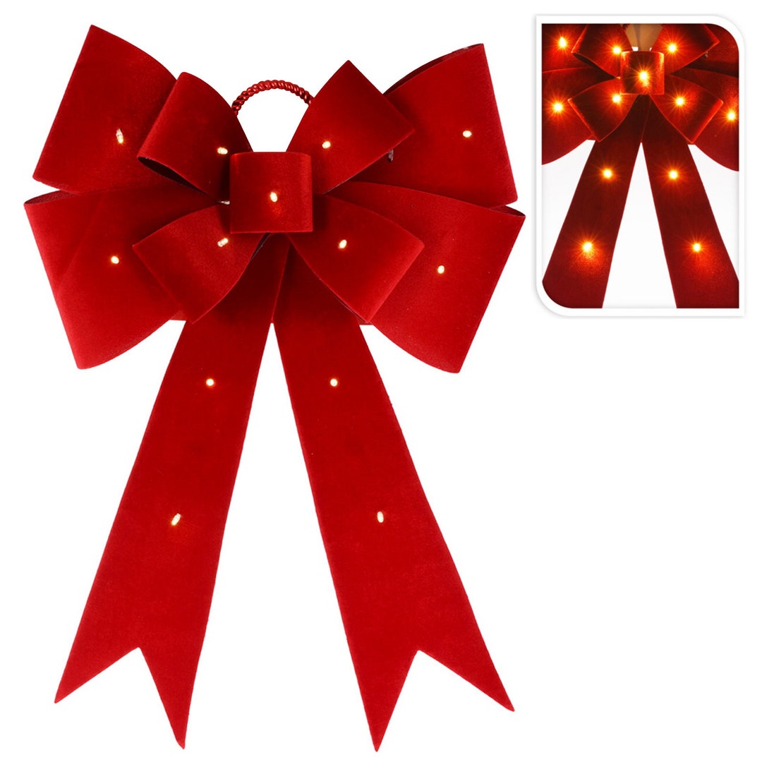 LED Christmas Bow Large Tree Top Topper Light up Xmas Tree Hanging