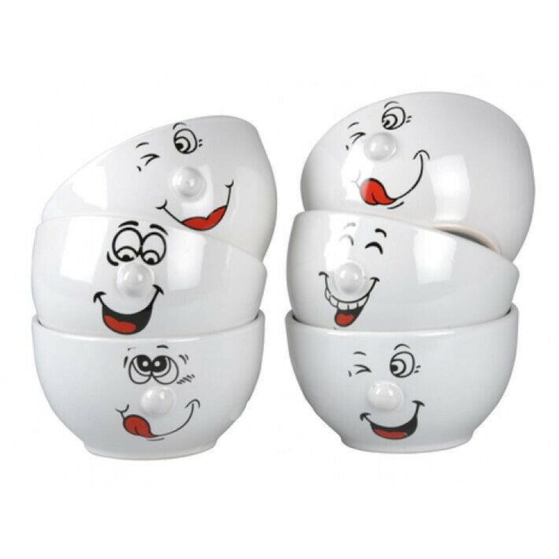 White Cereal Bowl 6piece Round Breakfast Cereal Oatmeal Bowls Smile