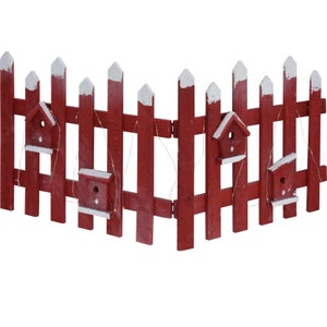 Christmas Fence Wooden LED Light up Xmas Tree Small Snow Picket Fence ...