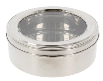 Cake Storage Tin Biscuit Cookie Stainless Steel Puri Dabba Canister Round