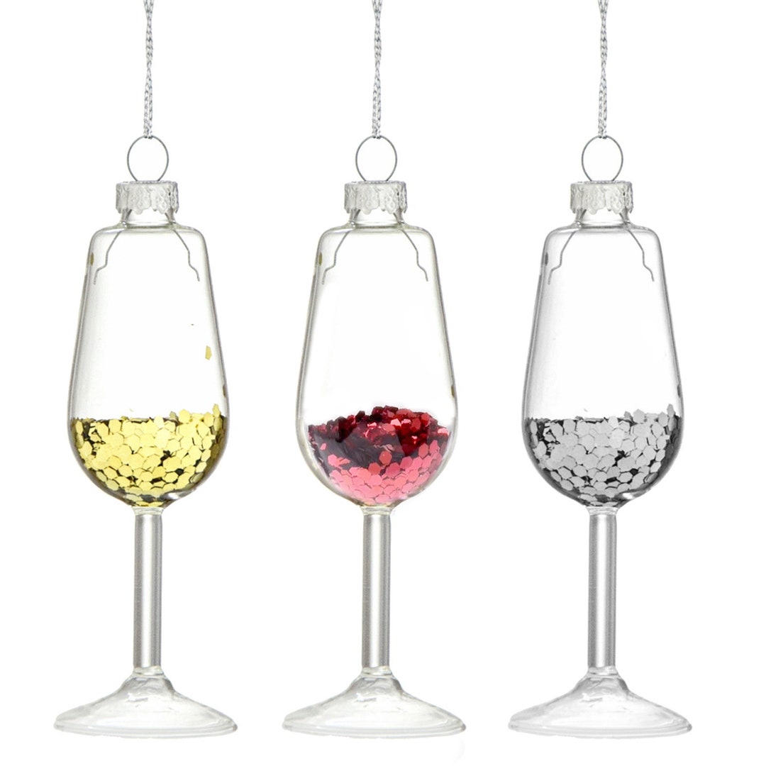Christmas Tree Baubles Novelty Glass Champagne Flute Mini Etsy UK