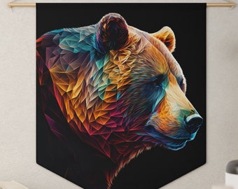 Colorful Stoic Grizzly Bear Pennant Wall Art