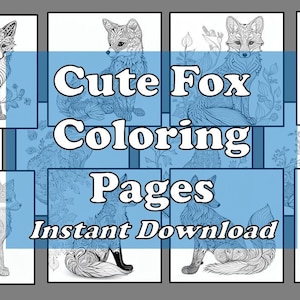 12 Pack Stress Relief Coloring Pages, Cute Fox digital print, Filigree detailed Mandala instant download set, Coloring pages for adults image 3