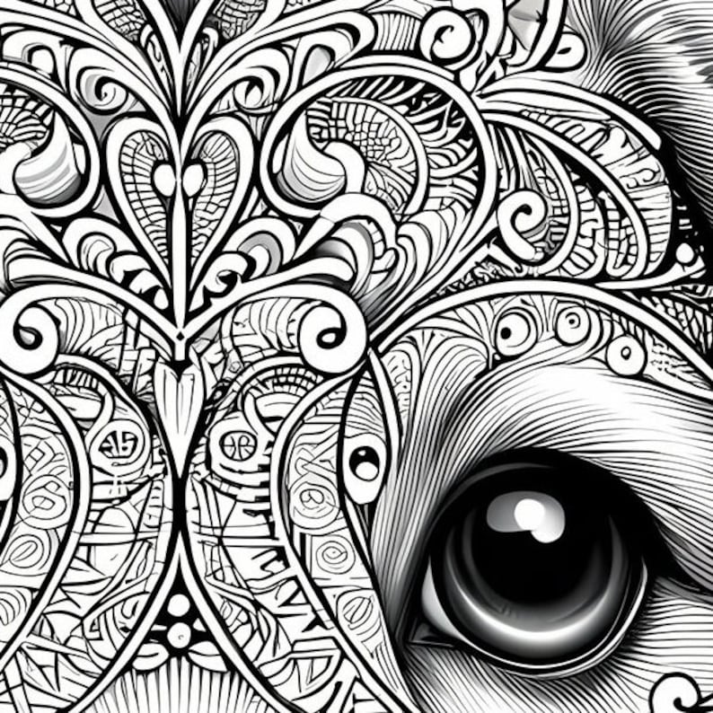 12 Pack Stress Relief Coloring Pages, Puppies Digital Print, Detailed