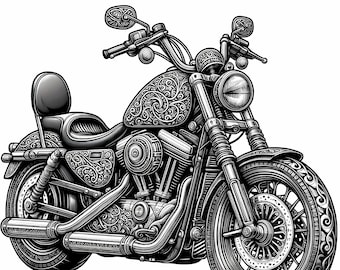12 Pack Stress Relief Coloring Pages, motorcycle digital print, Filigree detailed Mandala instant download set, Coloring pages for adults