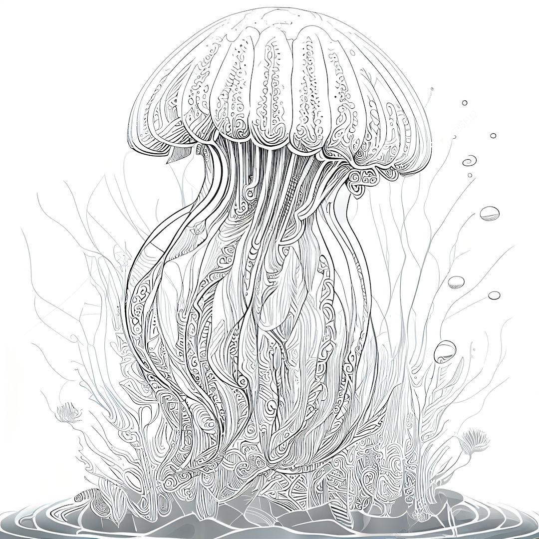 12 Pack Stress Relief Coloring Pages featuring jellyfish design