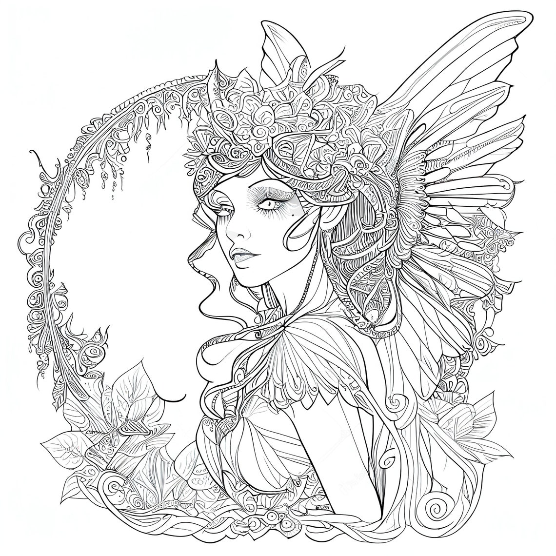 12 Pack Stress Relief Coloring Page, Fairy Digital Print, Filigree ...