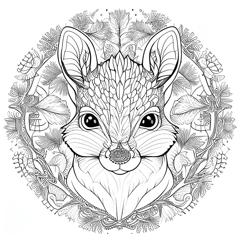 12 Pack Stress Relief Coloring Pages, Squirrel Digital Print, Garden ...
