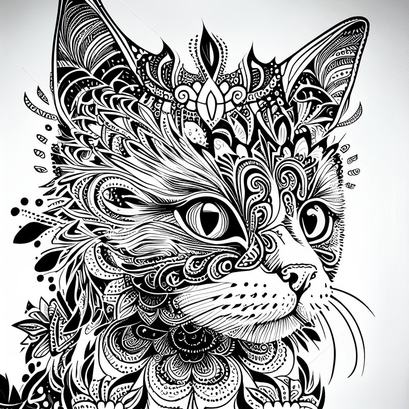 Art Deco Cat Coloring - Etsy UK