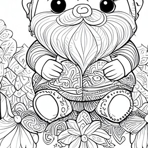 6 Pack Stress Relief Coloring Pages, Garden Gnome digital print, detailed mandala instant download set, Coloring books adults