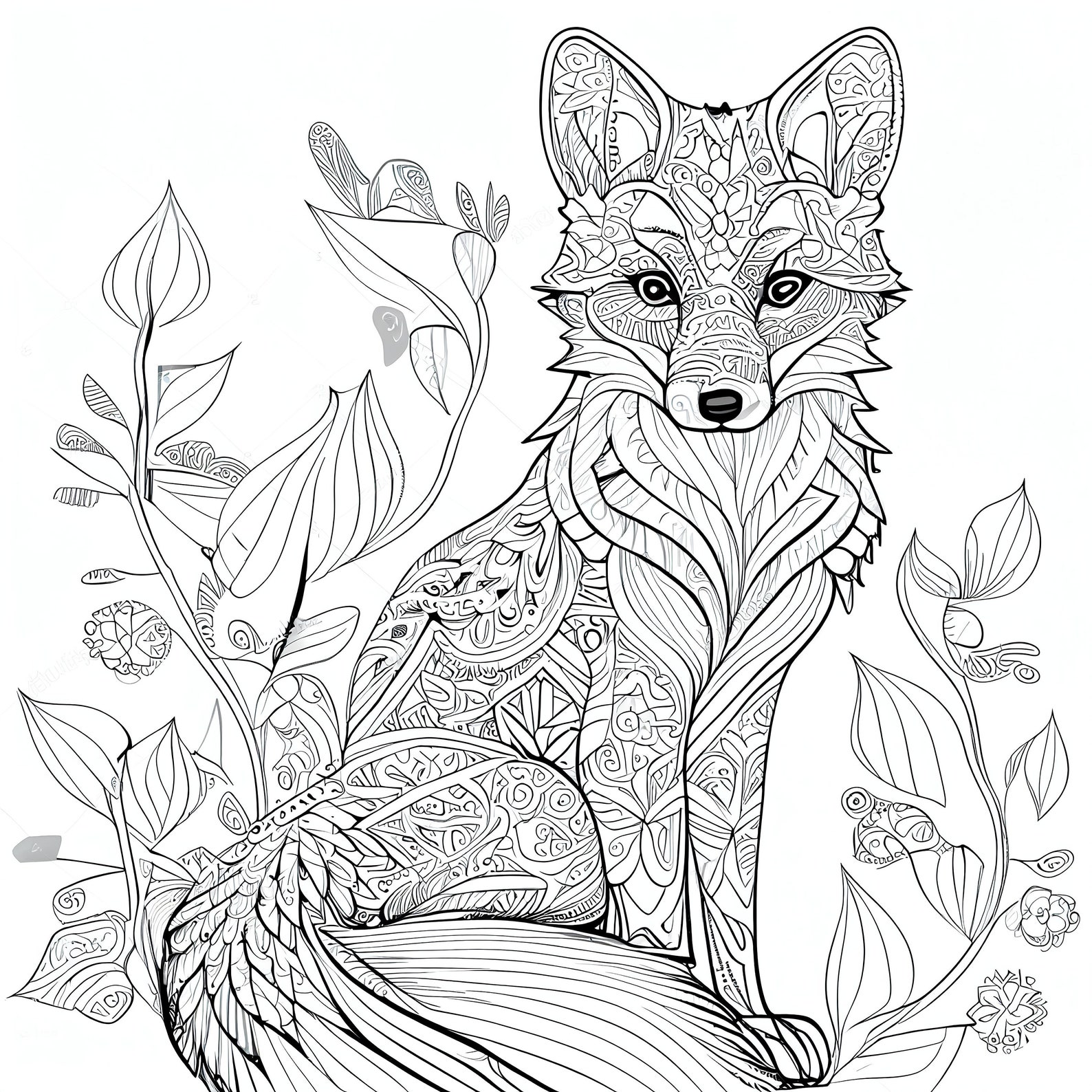 12 Pack Stress Relief Coloring Pages, Cute Fox Digital Print, Filigree ...