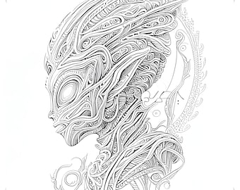 12 Pack Stress Relief Coloring Pages, Alien digital print, Filigree detailed Mandala instant download set, Coloring pages for adults
