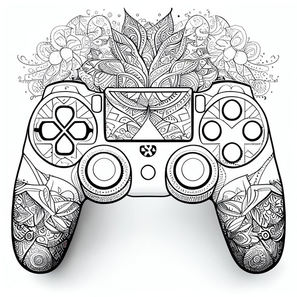 12 Pack Stress Relief Coloring Pages, Gaming Controller digital print, detailed mandala dragon instant download set, Coloring books adults