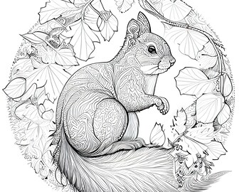 12 Pack Stress Relief Coloring Pages, Squirrel Digital Print, Garden  Detailed Mandala Instant Download Set, Coloring Books for Adults (Instant  Download) 