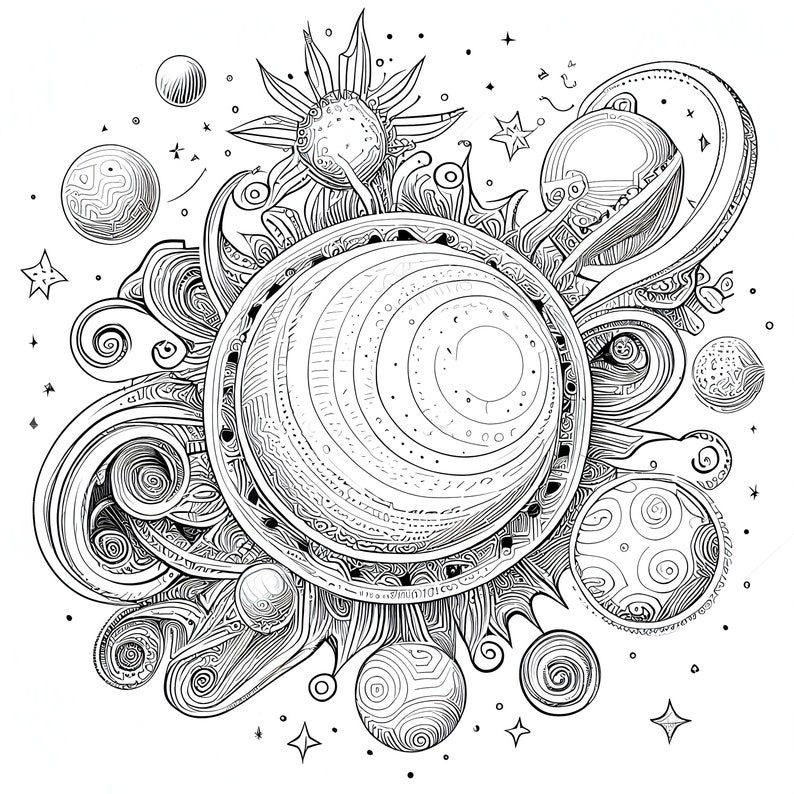 12 Pack Stress Relief Coloring Pages, Solar System Digital Print ...